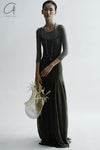 SWAYING/KNIT seamless three-quarter sleeve long skirt SW24SS2L15 gray green PS69